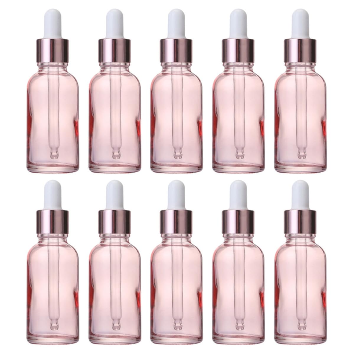 Mikikit Flaconi Contagocce Rosa in Vetro 30 Pezzi 30Ml Lavabili per Oli Essenziali e Cosmetici, per Flaconi da Viaggio e Miscele Artigianali