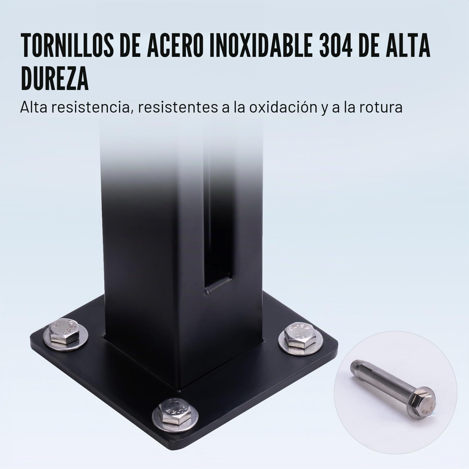 VEVOR Abrazadera de Vidrio, Soporte de Barandilla de Vidrio de 950 x 105 x 105 mm para Vidrio Templado de 10-12 mm de Espesor, Acero Inoxidable 304, para Balcón, Jardín, Cubierta, Escalera, Negro
