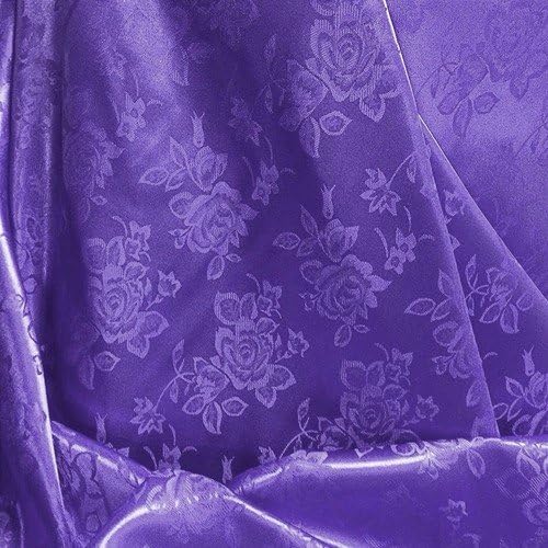 Purple Floral Satin Jacquard Brocade Fabric 60" Wide Per Yard