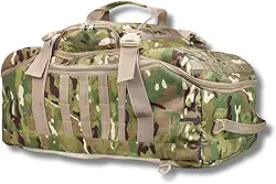 Mala Mochila Cargueira Outdoor, 70L com Alta Capacidade, Camuflada, Durabilidade e Sistema MOLLE para Aventuras Prolongadas, Alças Confortáveis e Compartimentos Personalizáveis para Explorações,