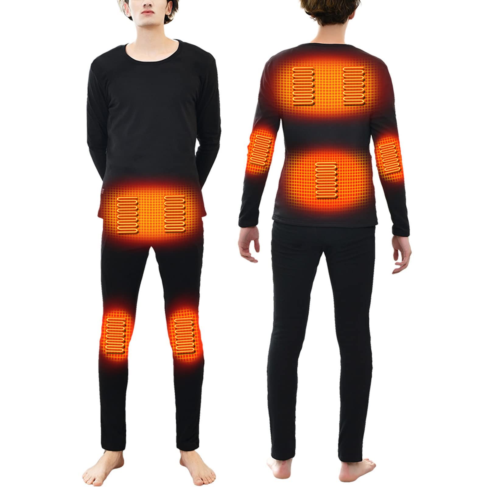 Biancheria Intima Termica elettrica riscaldata Camicia da Moto Set in Pile riscaldante T-Shirt e Pantaloni riscaldati elettrici USB per l'inverno all'aperto (Nero 3XL) (Nero XL)