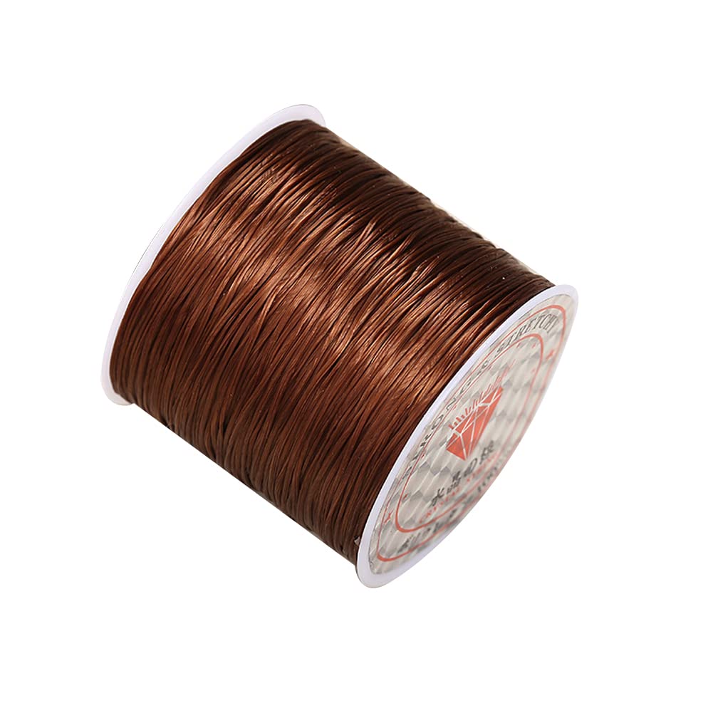Magik 1-2 0.5mm Flat Elastic Stretch String Jewelry Making DIY Bracelet Cord Thread (1 Pack, Brown)