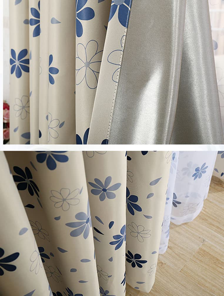 Tende oscuranti con occhielli, termoisolanti, motivo floreale, per camera da letto, soggiorno, camera dei bambini, 2 pannelli (200 x 270 cm)