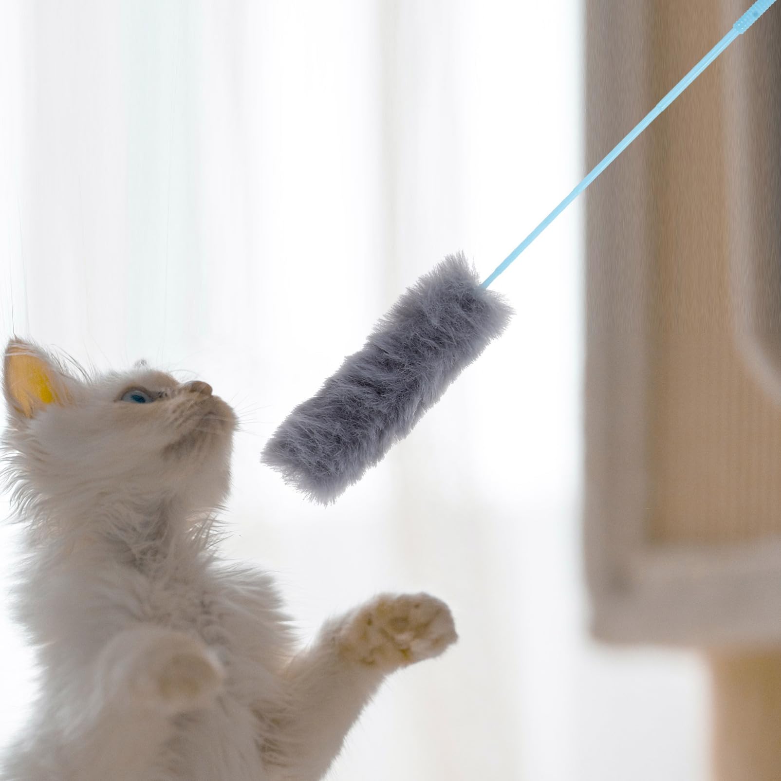 POPETPOP 10pcs Plush String Training Cat Interactive Plush Funny Stick Teaser for Toy Cats Random Color