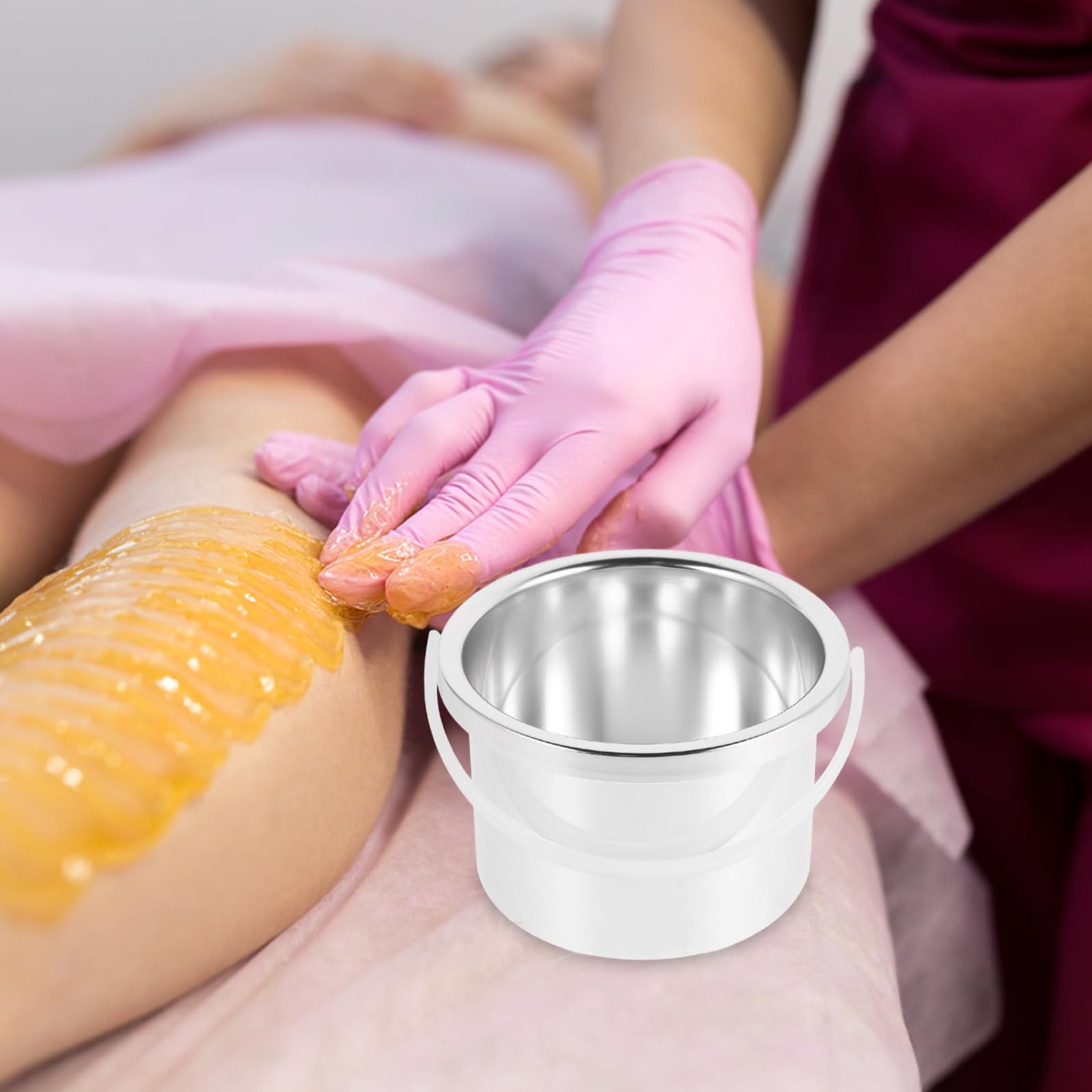 Pentola Interna di Ricambio in Lega di Alluminio da 105mm per Scaldacera, Contenitore Versatile e Facile da Usare per Depilazione e Terapia Cera Argento