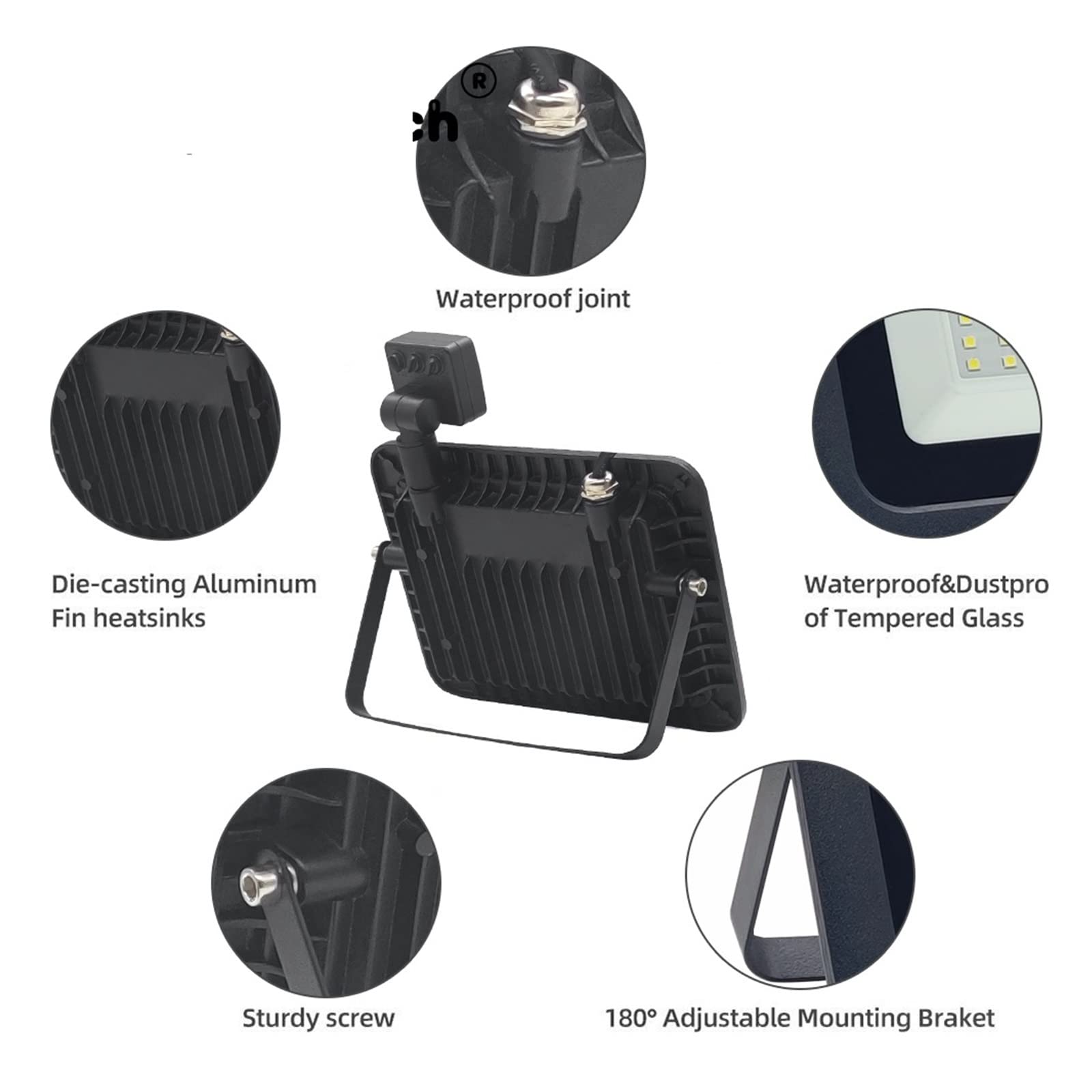1 0W 20W 30W 50W 100W LED Imploatui impermeabili PIR Sensore di movimento Flightlight Lampada da parete esterno Spotlight Scene fai da te(WARM WHITE_50W)