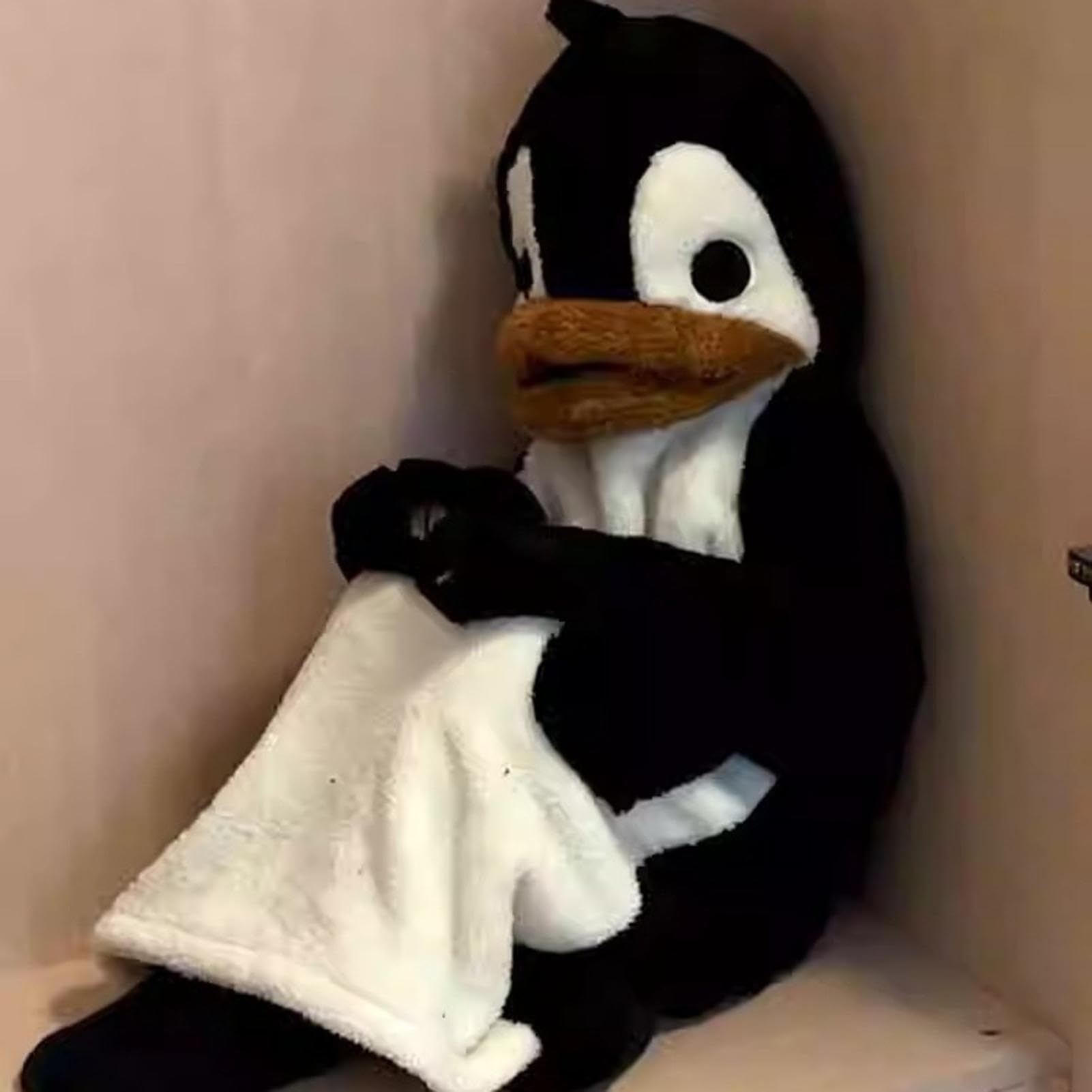 Pinguino - Coperta indossabile con cappuccio, pigiama intero in peluche, biancheria da notte con maniche, calda tuta con cappuccio, per adulti, bambini, casa, soggiorno, dormitorio, feste