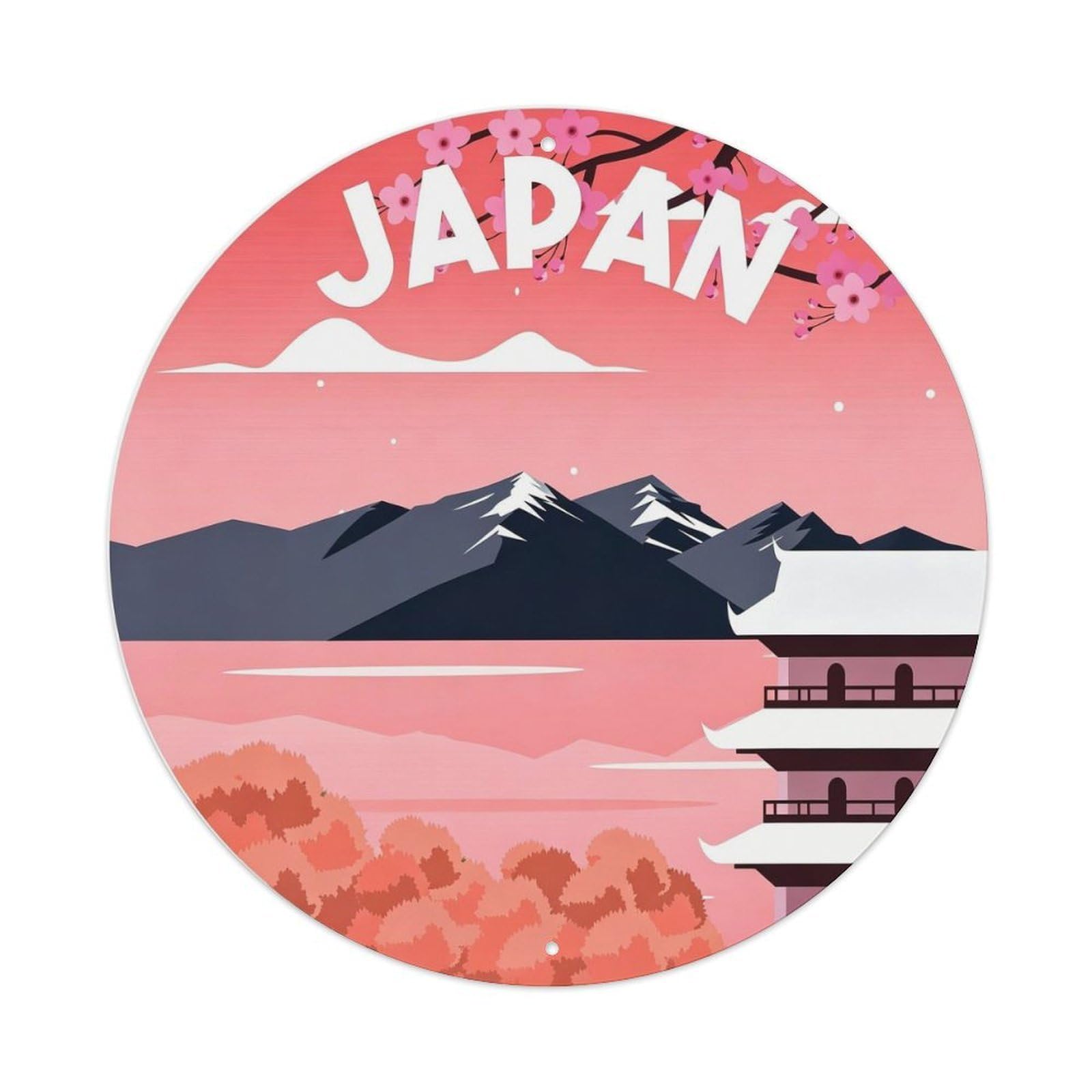 Travel Japan Metal Tin Sign Plaque Wall Decor for Cafe, Club, Garden Round Metal Poster 8x8Inch