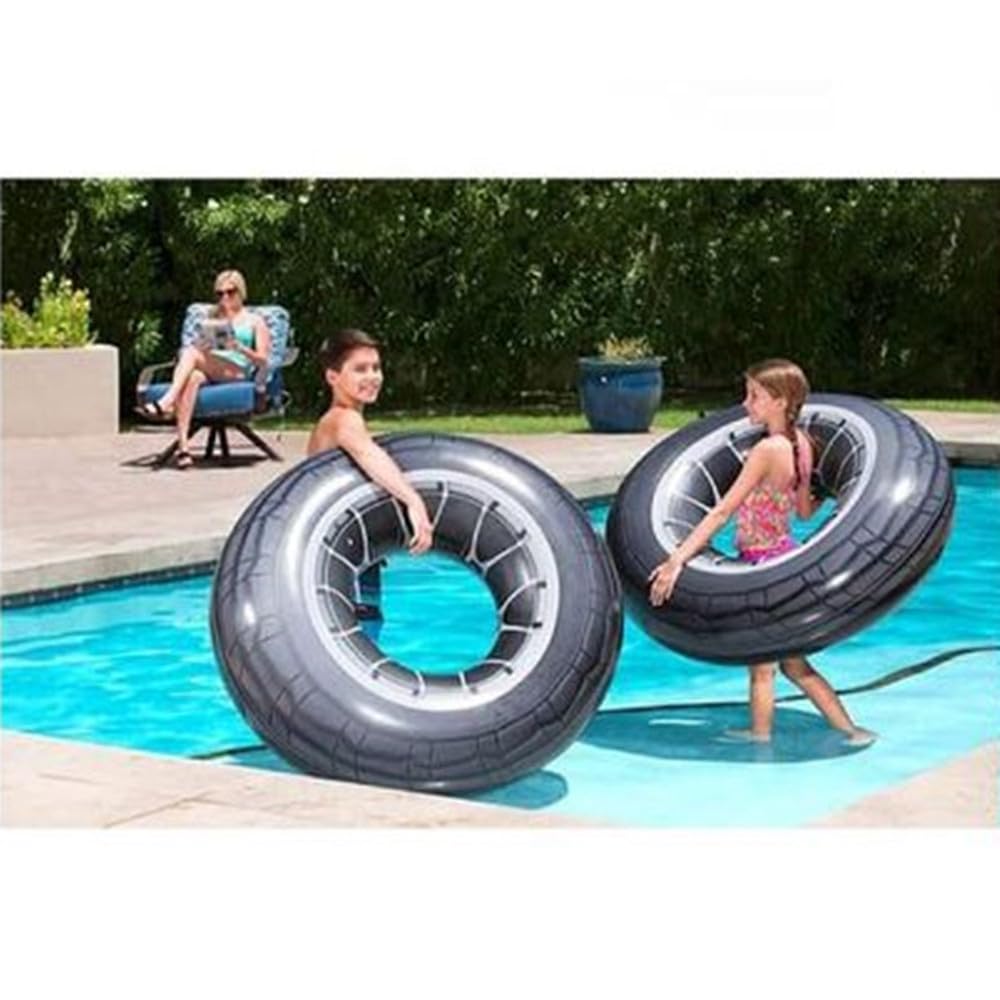 Trade Shop - Ciambella Gonfiabile con Maniglie Forma di Ruota Grande 119 Cm Gonfiabili -