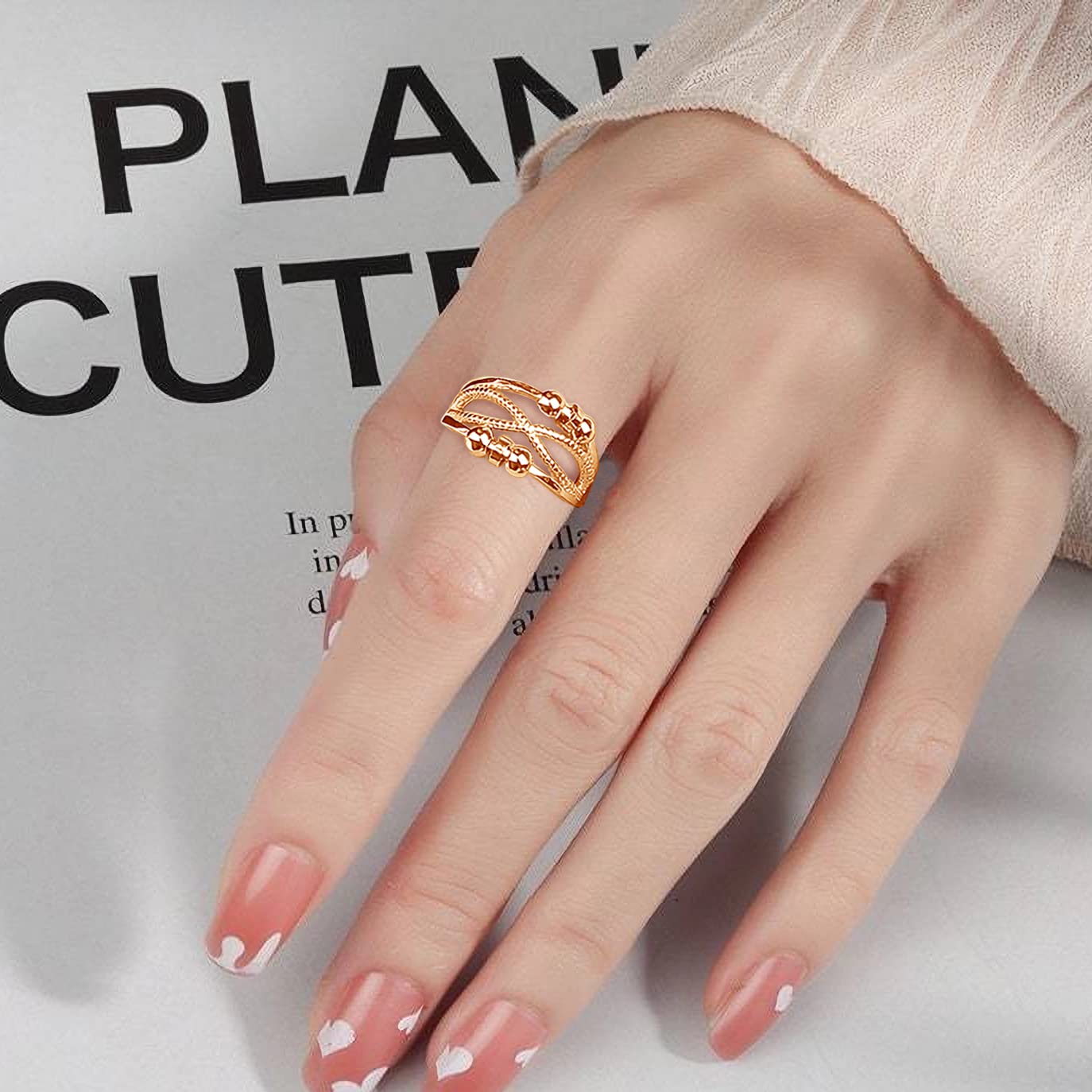 Silber Anxiety Rings, 2PCS 925 Sterling Silber Damen Angst Rings Set, Offen Einstellbar Anti Stress Ring, Unisex Unendlichkeit Silber Spinner Fidget Ringe Dekompressionsringe mit 6 / 7Perlen