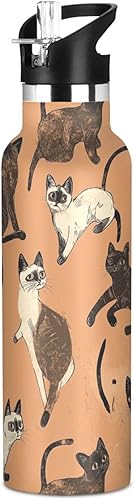 Miniatura 14 de Sweet Savannah Cats Brown, Sports Water Bottle with Handle Keeps Hot and Cold Lightweight for Bike Running Sports Travel Gym