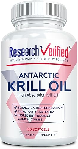 Research Verified Aceite de krill antártico - Mejora la función cardíaca, aumenta la cognición - 2000 mg - 60 cápsulas blandas - Fabricado en los