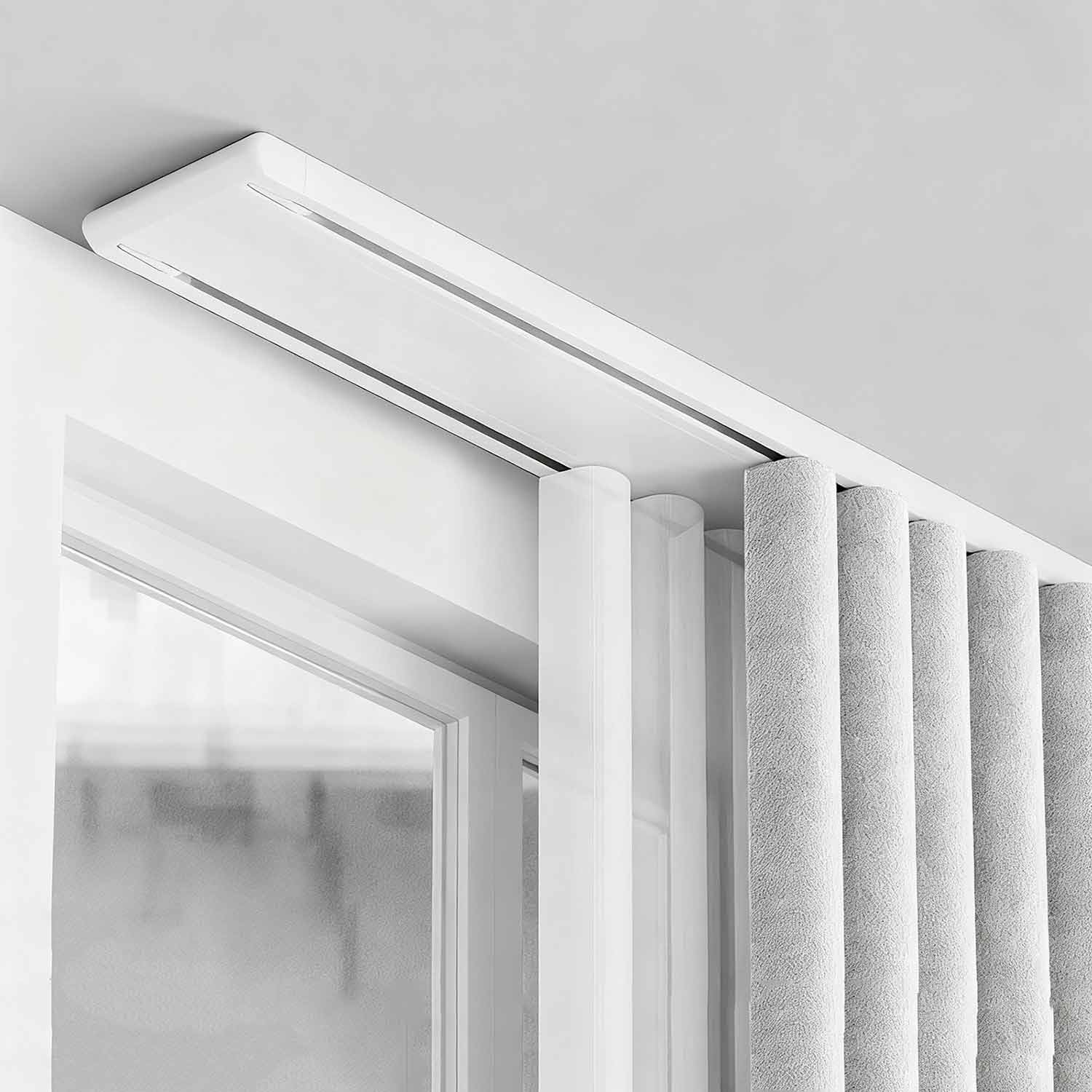 Double Ceiling Curtain Track Rods Heavy-Duty Curtains Rails Ceiling Mount Customizable lengths for Living Room Bedroom Shower Divider(White,3.8m/12.5ft)