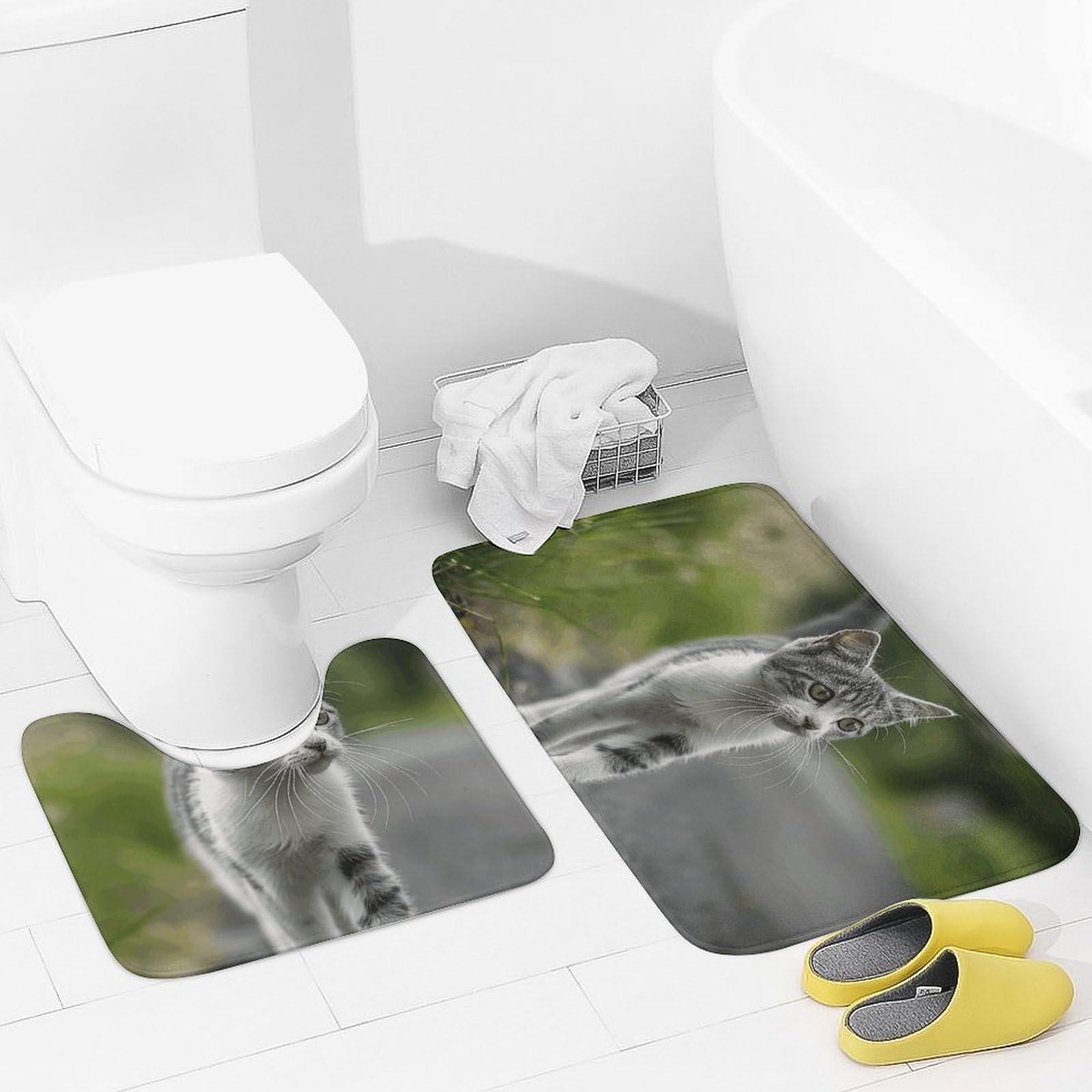 Tapis de bain anti-glisse et absorbant avec tapis de toilette en U
