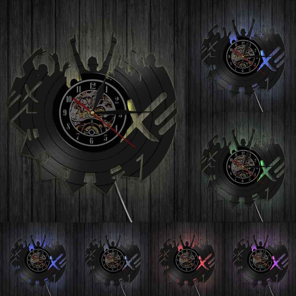 VCS J'aime la Performance de Groupe de Rock Horloge Murale de Disque Vinyle pour la décoration Murale de Cuisine Cadeau d'art Mural pour l'idée Cadeau d'amant pour Un Meilleur ami(B