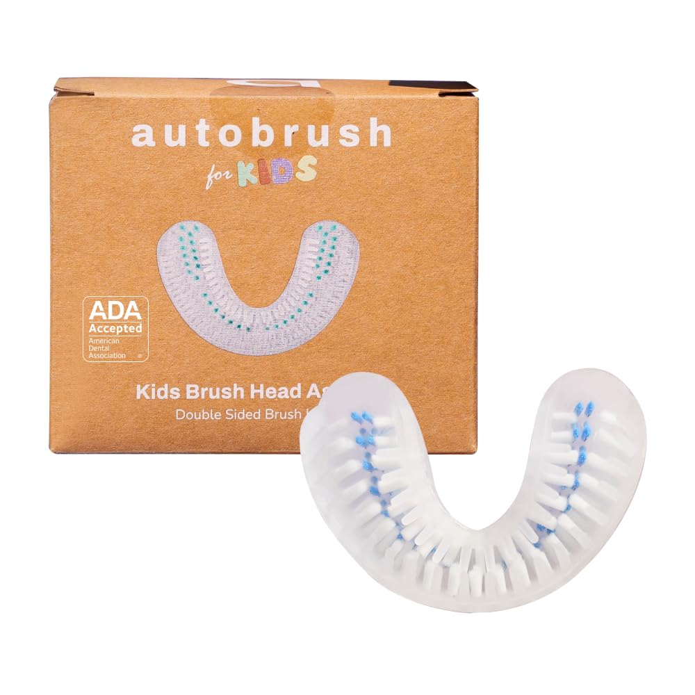 Autobrush Double Sided Brush Head Replacement with Nylon Bristles, ADA Accepted, Kids (Ages 6-8, Pack of 1)