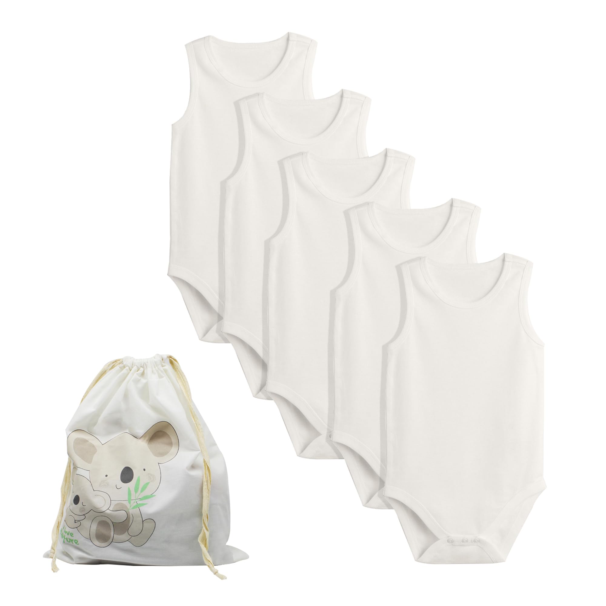 bistyleBaby Bodysuits Vests I Organic Cotton Bodysuit for Boys and Girls Newborn Pack of 5 I Infant Toddlers Bodysuit Onesies in Cloth Bag