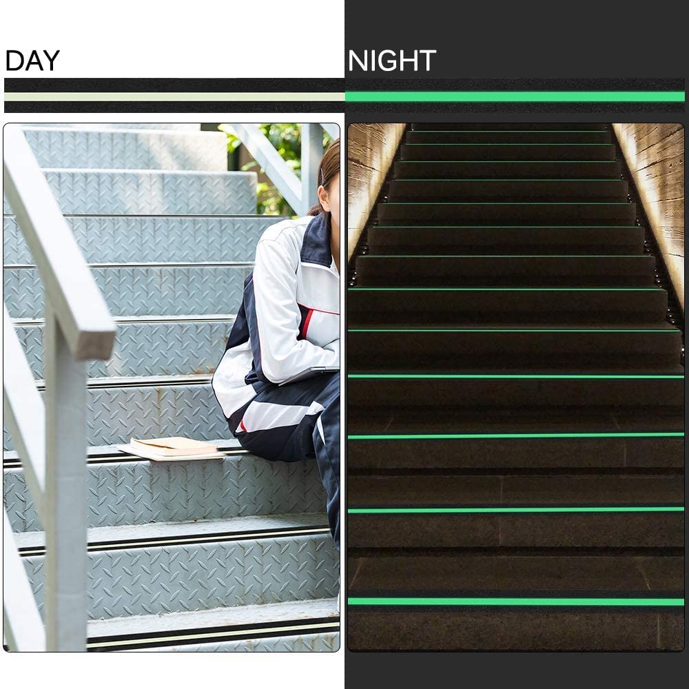 Anti Slip Glow Tape Glow in The Dark tap Anti Skid Glow Safety Tape Self Adhesive for Slippery Stairs and Surfaces - 2 Inch x 5 Meter (Glow) 1