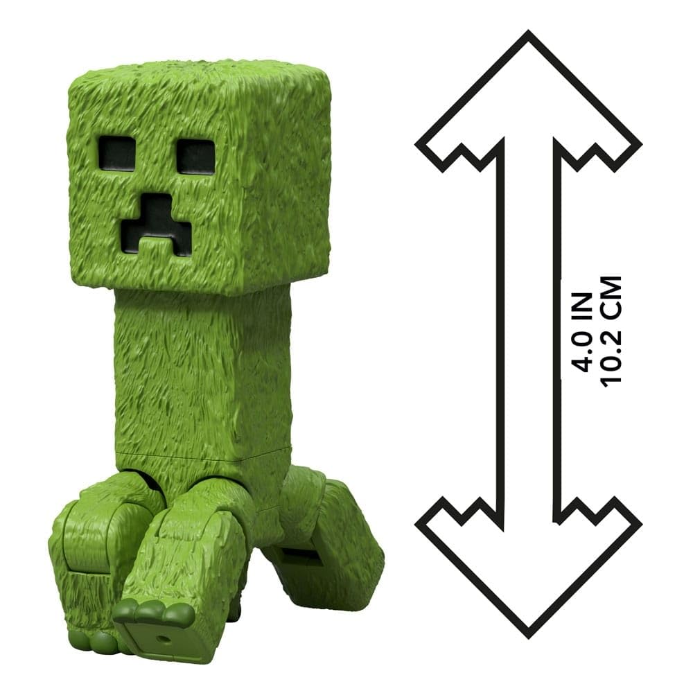 Mattel Minecraft Creeper Figurka akcji 10 cm do ustawiania w różnych pozach i akcesoria, zabawka inspirowana filmem „Minecraft: Film”, JFR58