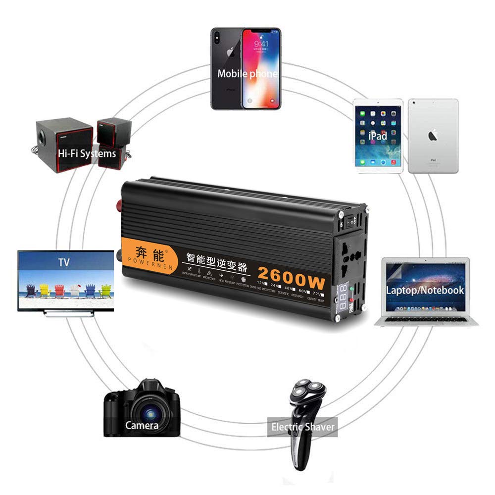 2600W 3200W 4000W 5000W 6000W Inverter di Potenza sinusoidale Pura Convertitore da Auto CC da 12V/24V a 230V 240V 1 con Porte e Prese USB [Classe di efficienza energetica A+++],24V-5000W