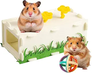 Rectangular Hamster Tunnel - Small Animal Toy Tube | Guinea Pig And Bunny Run Through Tunnel For Cage, Hamster, Dwarf, Gerbil, Hedgehog, Chinchilla, Ferret And Sugar Glider