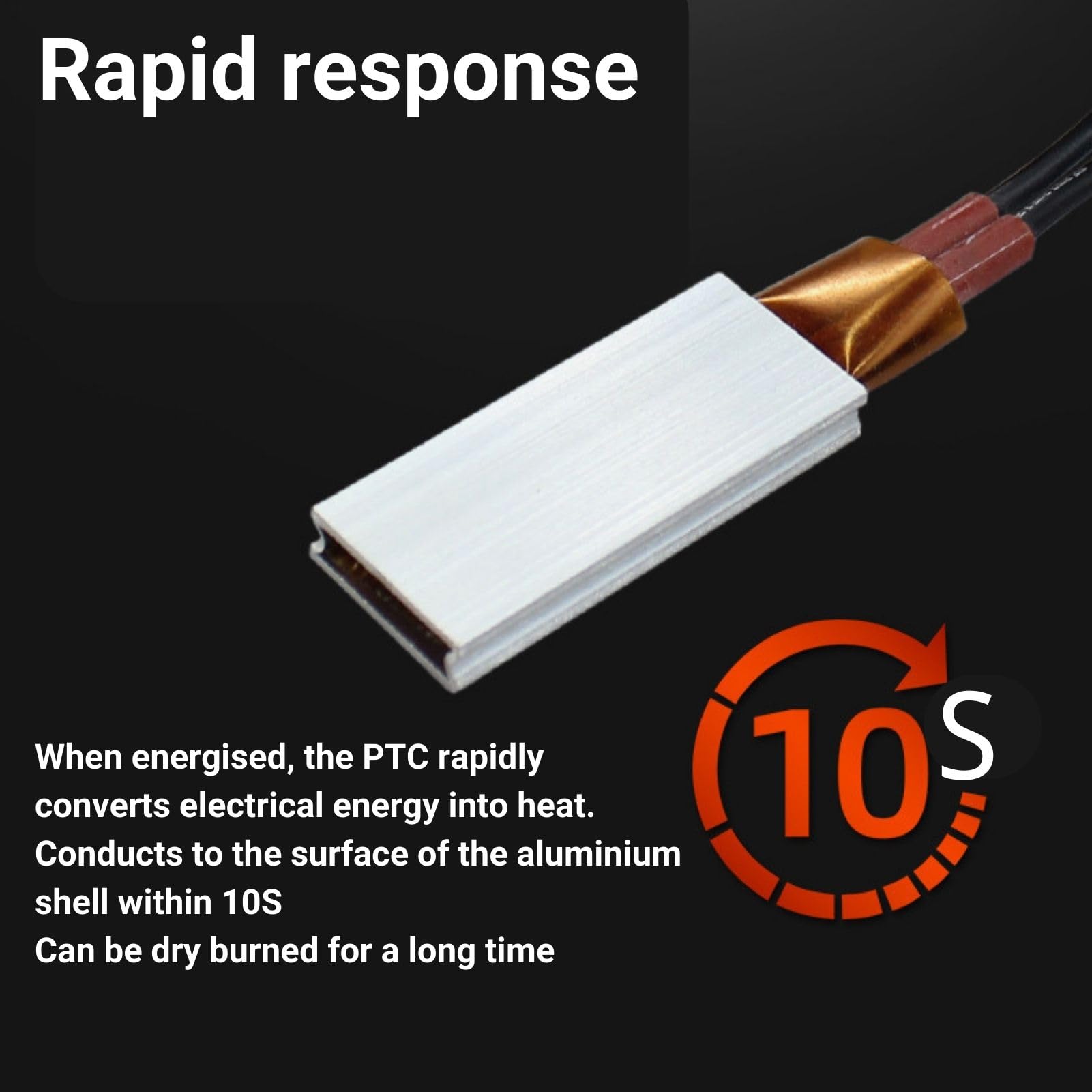 Płyta grzewcza termostatu PTC, Jadeshay PTC element grzewczy AC/DC 12 V termostatyczna aluminiowa powłoka ceramiczna płyta grzewcza, 3 W-10 W, 110 ℃, płyta grzejnika o stałej temperaturze