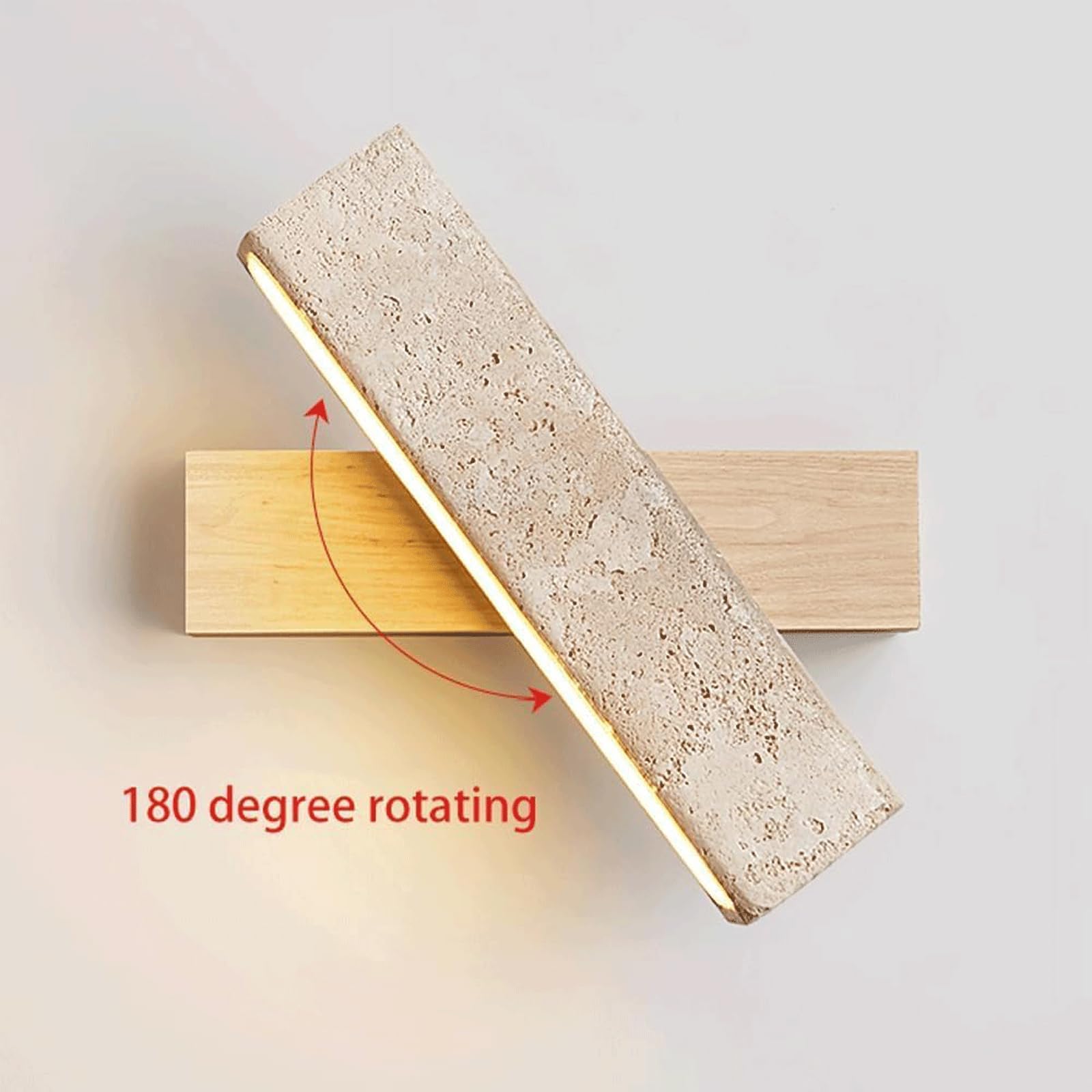 Applique Murale LED carrée en travertin, rotative à 180°, en Pierre Naturelle, éclairage d'intérieur Moderne en Bois pour Salle de Bain, Chambre à Coucher, Chevet, Salon