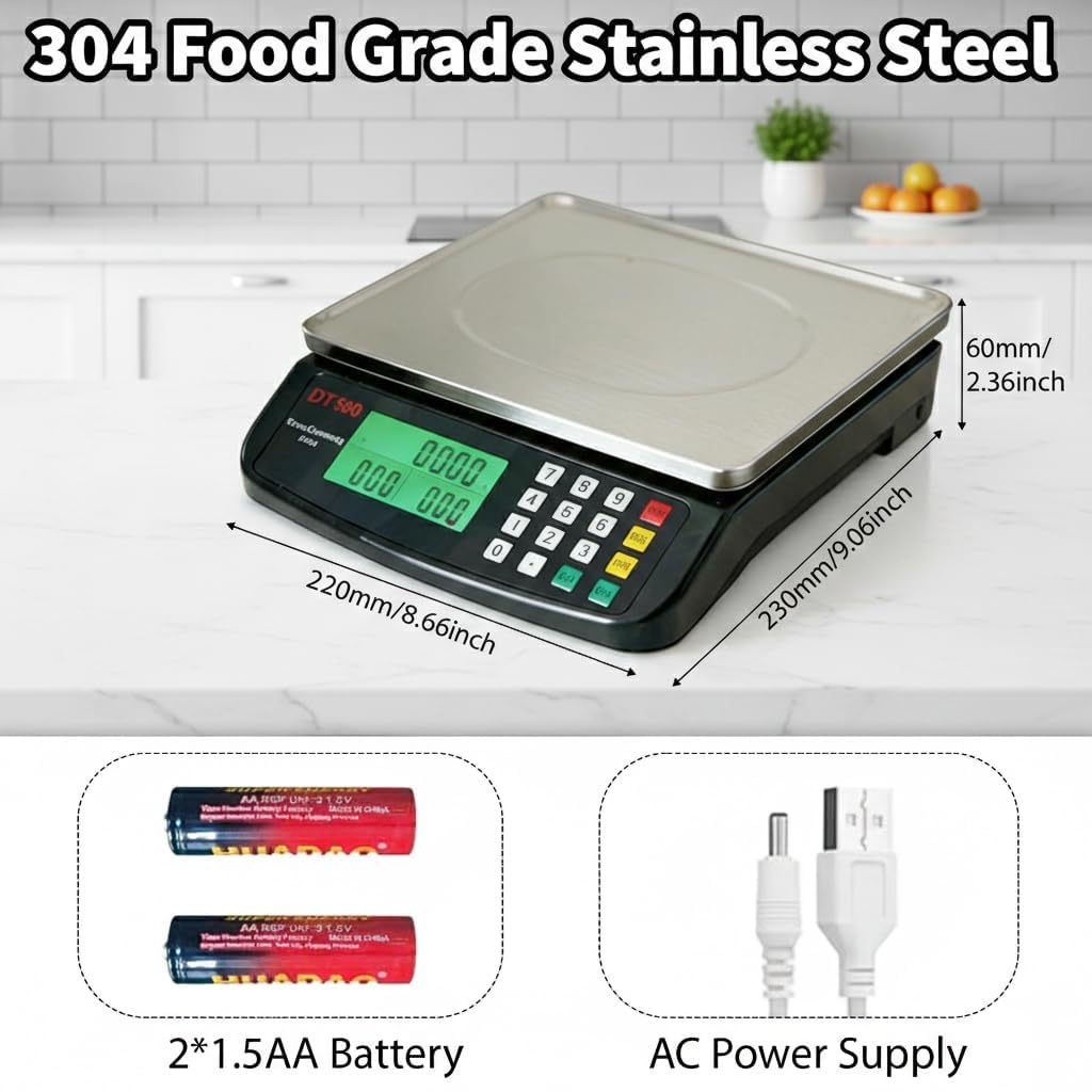 Cyfrowa waga kuchenna 30 kg/66lb Commercial Food Scale Price Computing Scale with Counting & Tare Function deli Scale