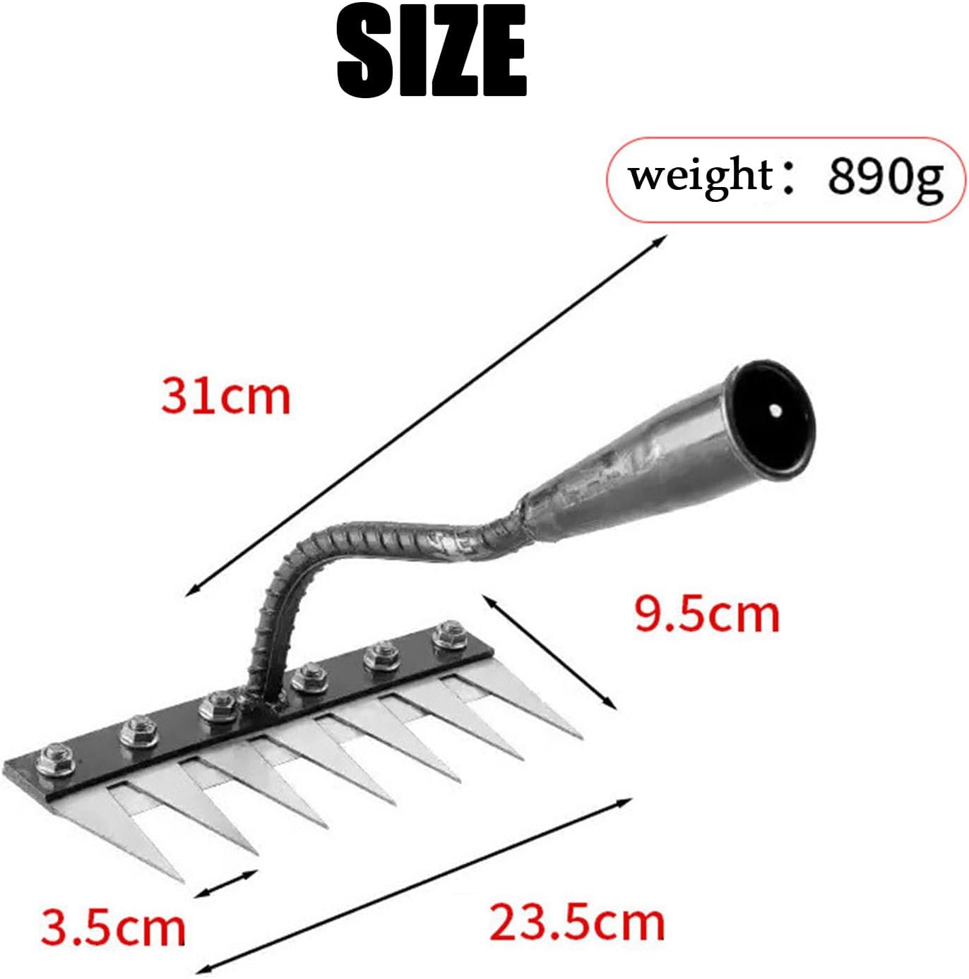 Nextgen Gardening Rake, Iron Rake 2.0 - Upgraded Iron Weeding Rakes, Rakes for Lawns Heavy Duty, Nextgen Gardening Heavy Duty Yard Tool with Stronger 7 Tines, Durable ＆ Lightweight (1PC)