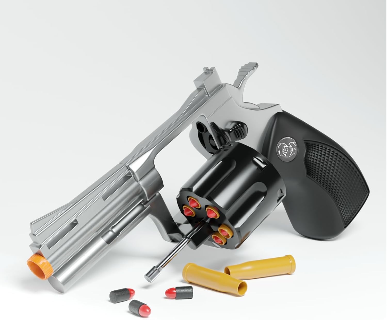 Toy Revolver Gun Soft Bullet Toy Gun, Shell Ejecting Toy Gun Pistol for Kids Boys 8-12, Educational Mode Toys for Outdoor Shooting Games Target Practice (Silver)