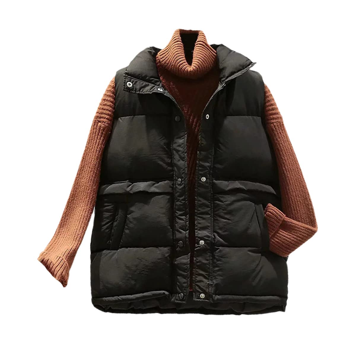 Chaleco de mujer con calor de algodón acolchado estilo coreano negro XXL 3