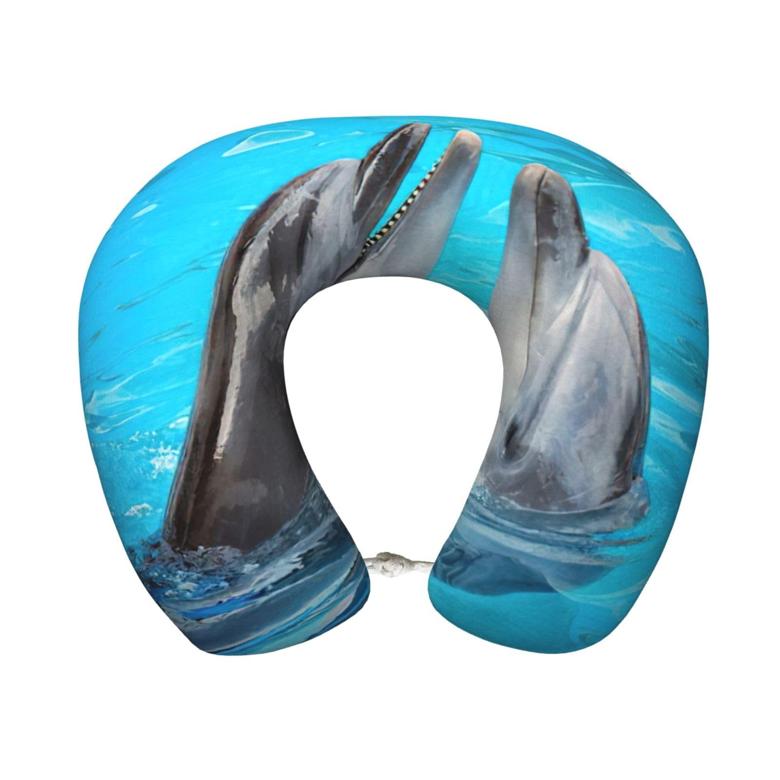 yagDAA Cool Dolphin Print U-Shape Travel Neck Pillows Memory Foam Neck Pillow For Airplane Car Office Sleeping Rest