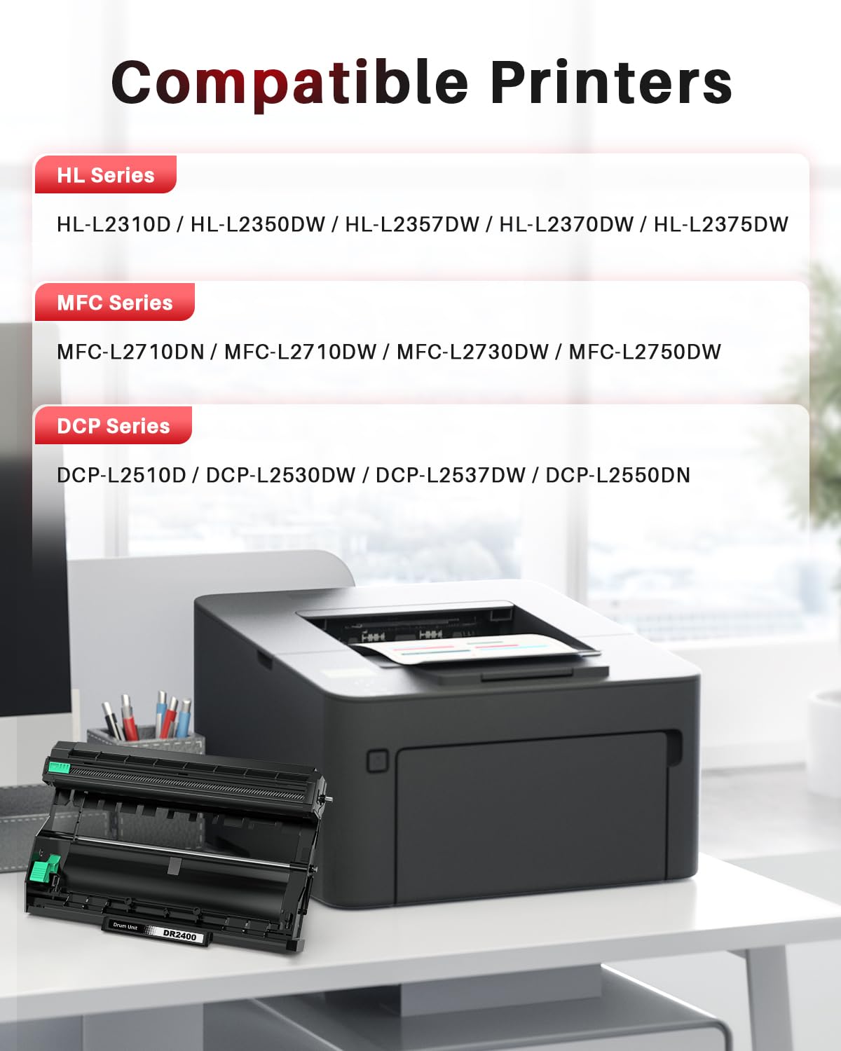 Tamburo Brother DR-2400 Compatibile Per Stampanti HL-L2310D, L2350DW, DCP-L2510D, MFC-L2710DN | Nero, 12.000 Pagine - Foto 5