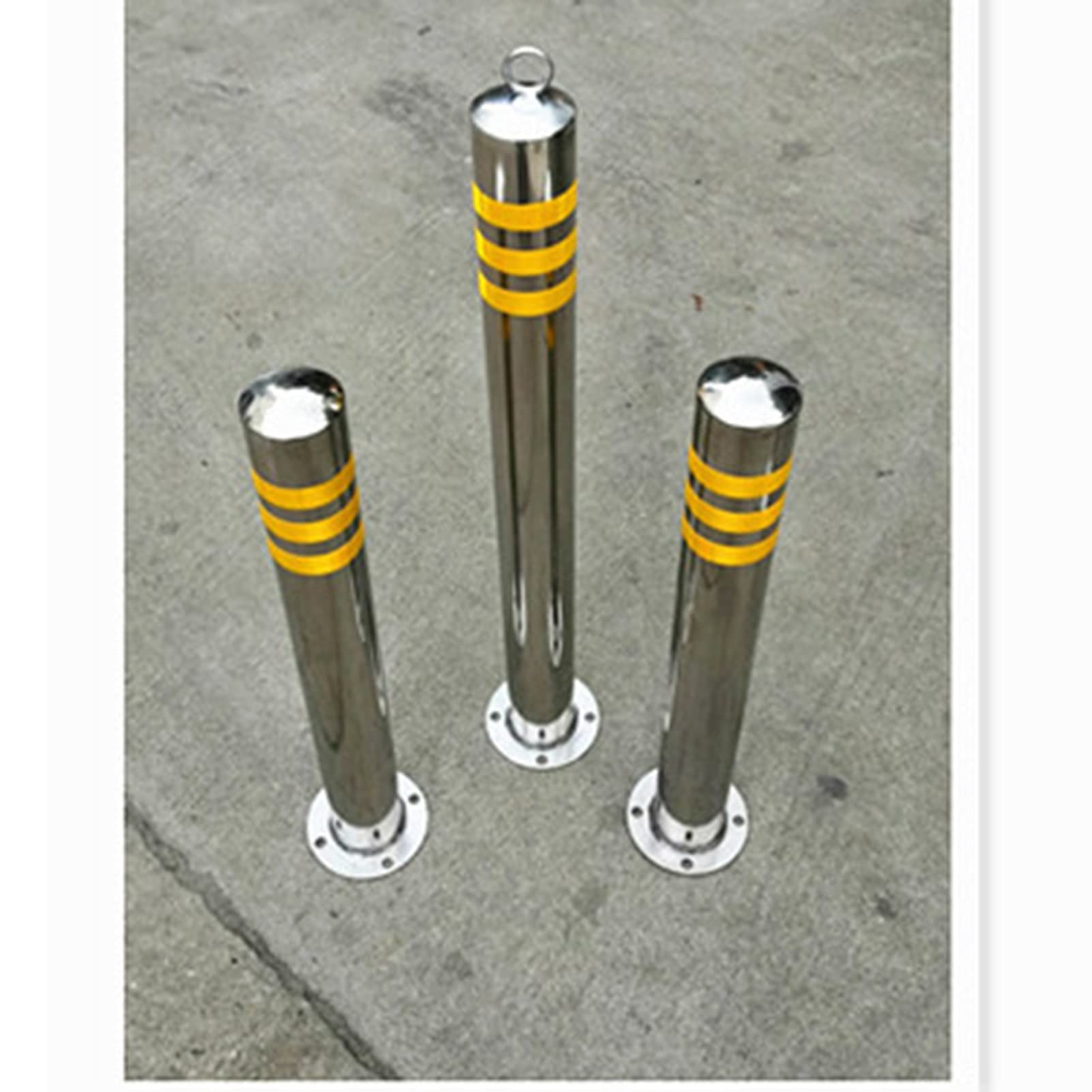 Bolardo de bloqueo de espacio de estacionamiento de automóviles Postes de estacionamiento de Acero inoxidable para entradas con candado Bolardo de Poste de seguridad reflectante (Color : Silver Whit