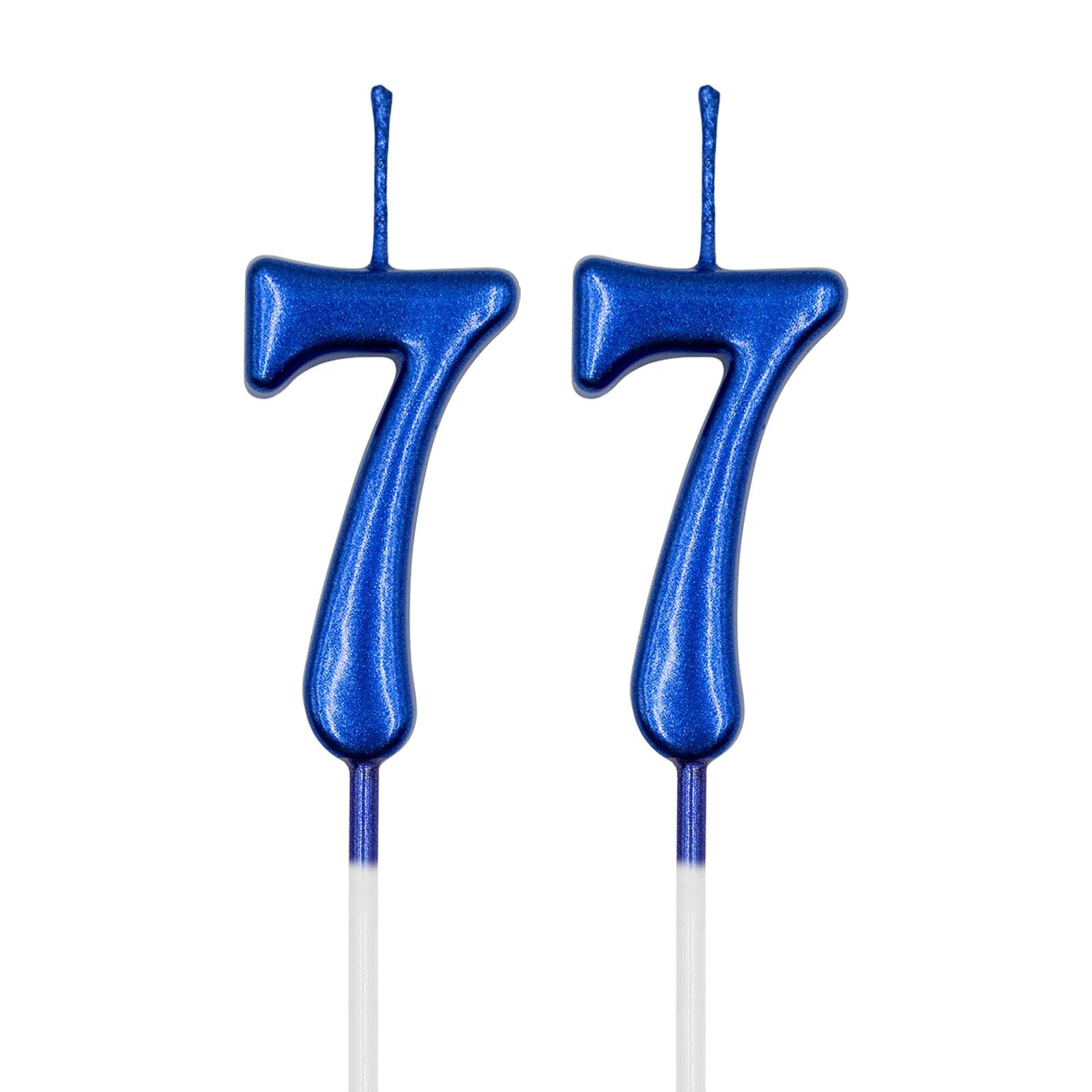 77th Birthday Candles, Blue Number 77 7 Candle for Cake, Happy Birthday Cake Topper Decoration for Birthday Anniversary Celebration Party Supplies