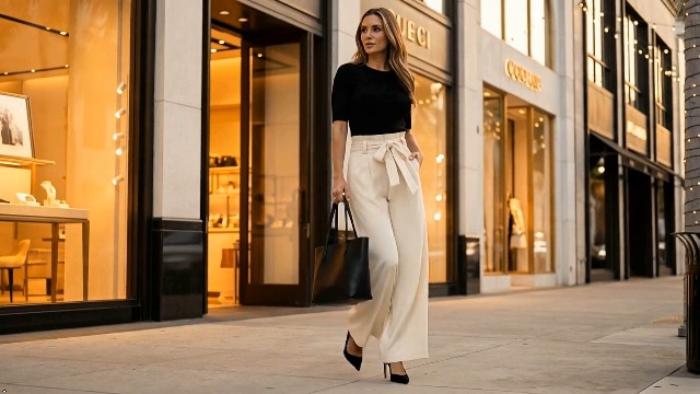LILLUSORY Wide Leg Dress Work Pants Womens Petite Palazzo Spring