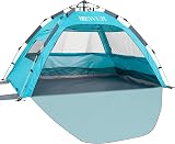 Dewur Beach Shelter 2-4 Person Pop Up Beach Tent with Awning UPF 50+ UV Sun Protection Waterproof for Families Beach Camping Garden Blue - 1