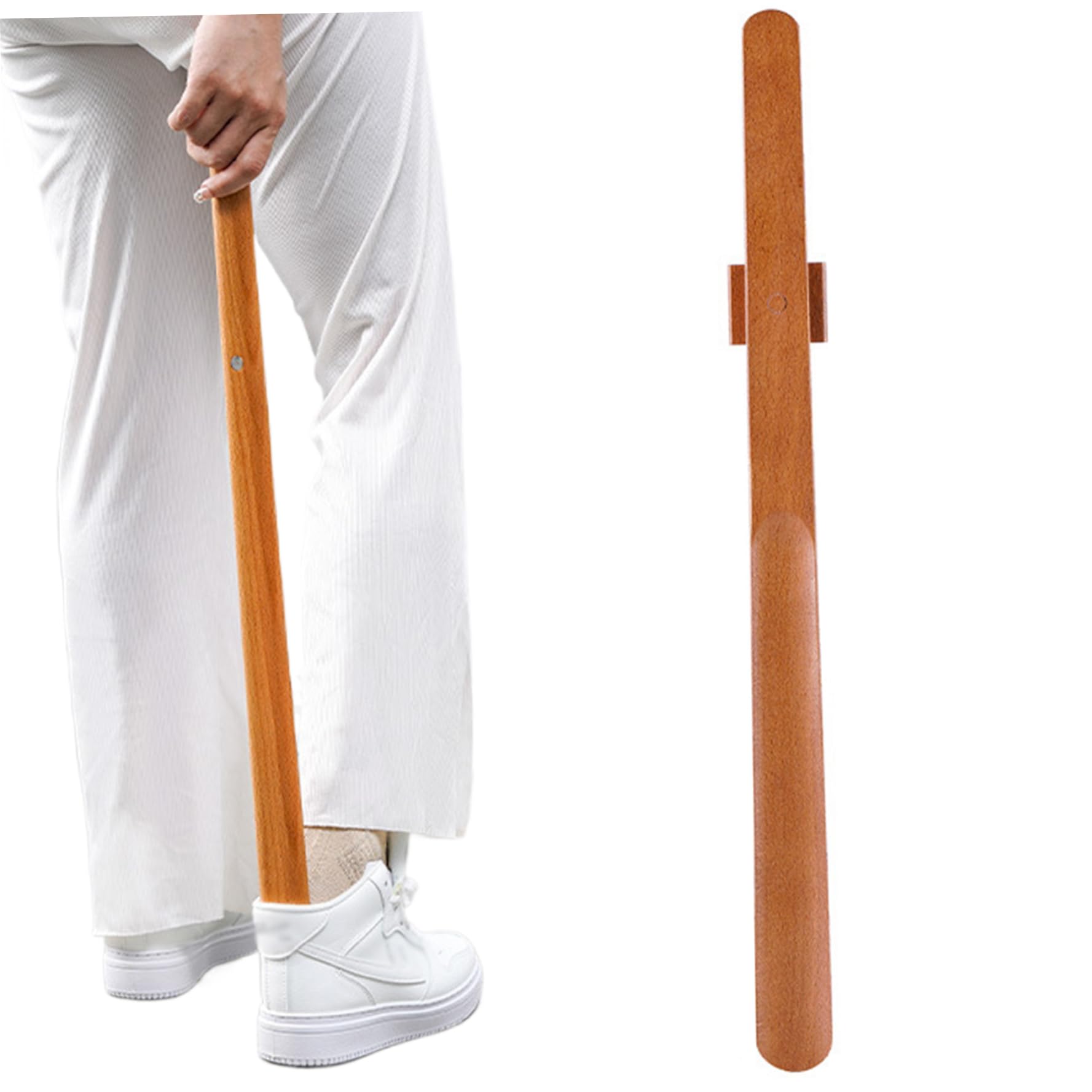 Calzascarpe con Manico Lungo, Calzascarpe Lungo in Legno da 21, 7 Pollici, Aiutante Magnetico, Montaggio a Parete per Anziani Donne Incinte Anziane, con Manico