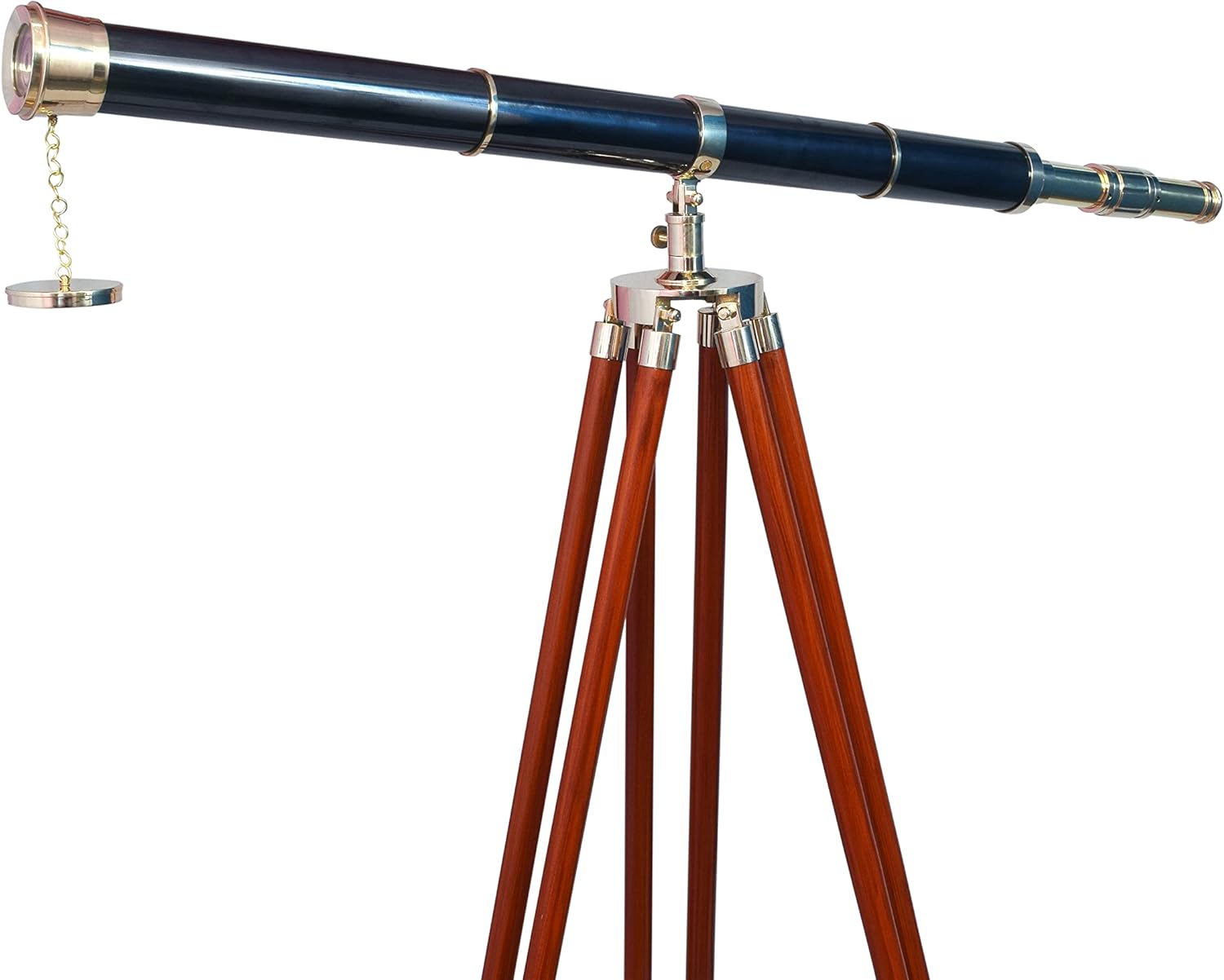 60" Nautical Floor Standing Admirals Solid Brass Telescope with Wooden Tripod Stand ; Nautical Home Decor - Fully Functional Vintage Antique Brass Telescopes ; Size : 60 Inches