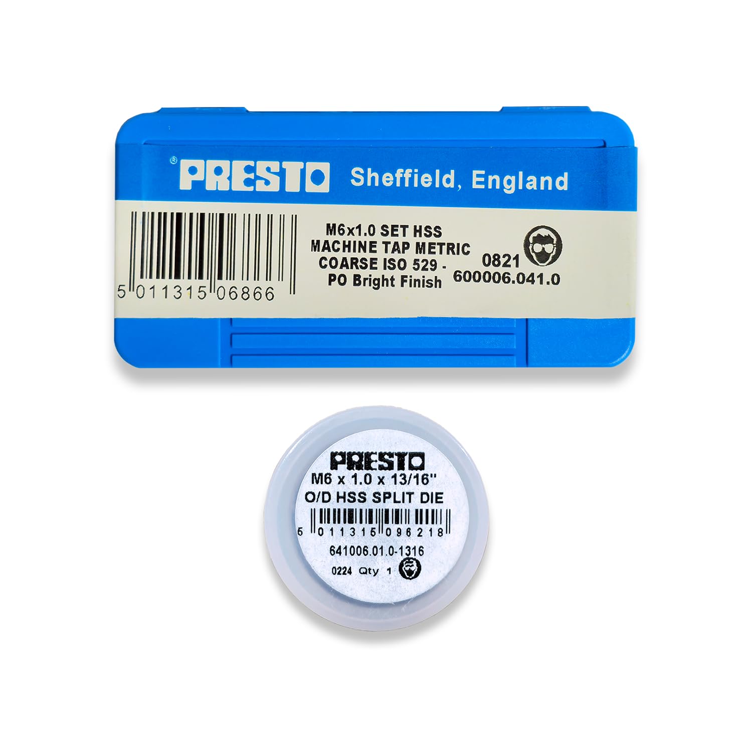 Presto M6 x 1.0 HSS Metric Hand Tap Set (Pack of 3) 600006.041.0 & M6 x 1.0 HSS Split Die 641006.01.0-1316 from RDGTools