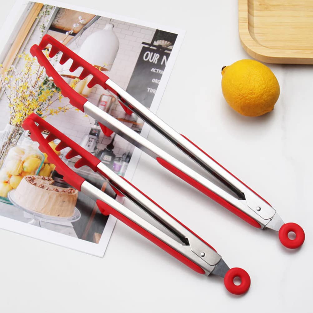 Pinzas para Espaguetis Cocina s Pinzas en Forma de Peine de Acero Inoxidable Plancha Filete Buffet Pasta Ensalada Pinzas para Servir Cocina Pinza para cocinar Alimentos Herramientas para Hornear Roj