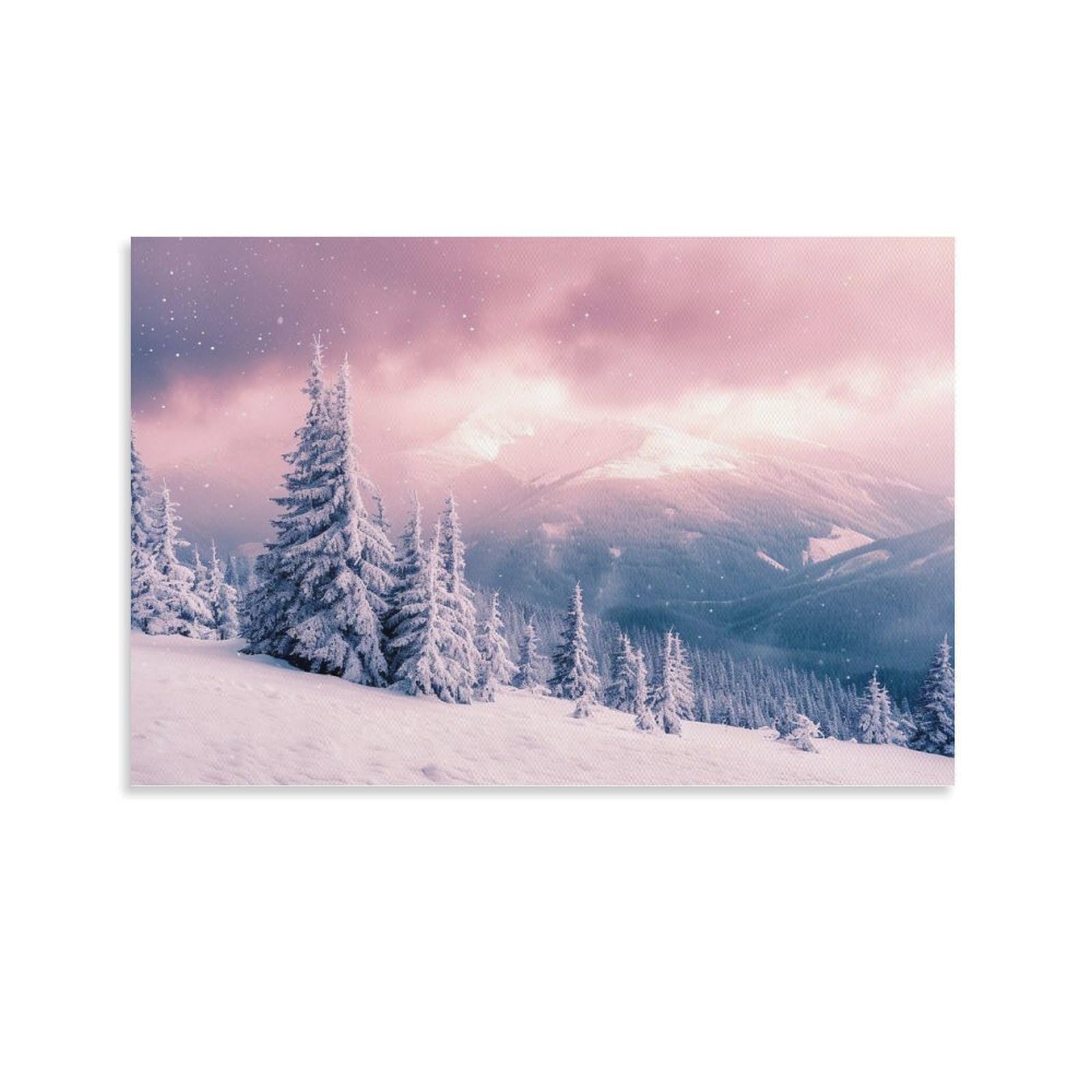 Amazon.co.jp: 絵画 雪の山の森の冬景色インテリア 絵画 魅力的