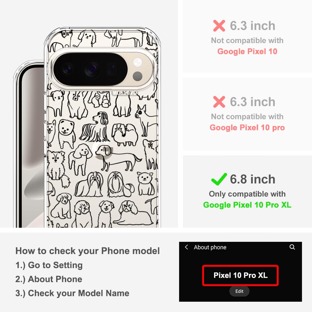 MOSNOVO Case for Google Pixel 10 & Pixel 10 Pro, [Buffertech 6.6ft Military-Grade Drop Protection] [Anti Peel Off Tech] Clear TPU Bumper Phone Case Cover Design - Cute Cherry — view 658