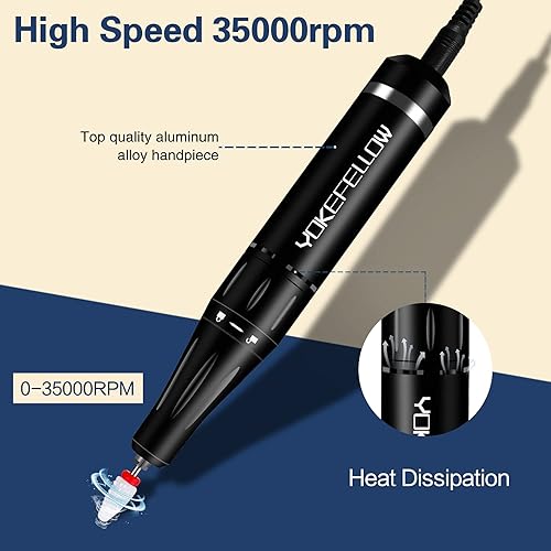 Miniatura 3 de Taladro profesional de uñas para máquina de uñas acrílicas máquina de taladro de uñas recargable de 35000 RPM con 6 brocas portátil de manicura y