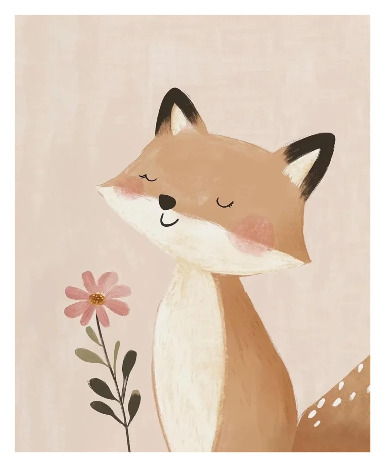 Xenite E Xenit Wall Art Canvas Prints Nordic Pink Cut Cartoon Animal Fox Unicorn Illustration Posters Prints Canvas Painting Living Room Hom Decor(,40X60cm)