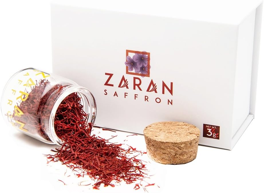 Zaran Saffron, Superior Saffron Threads (Premium) All-Red Saffron Spice for your Paella, Risotto, Persian Tea, Persian Rice, and Golden Milk) (Persian (Sargol), 3 Grams)