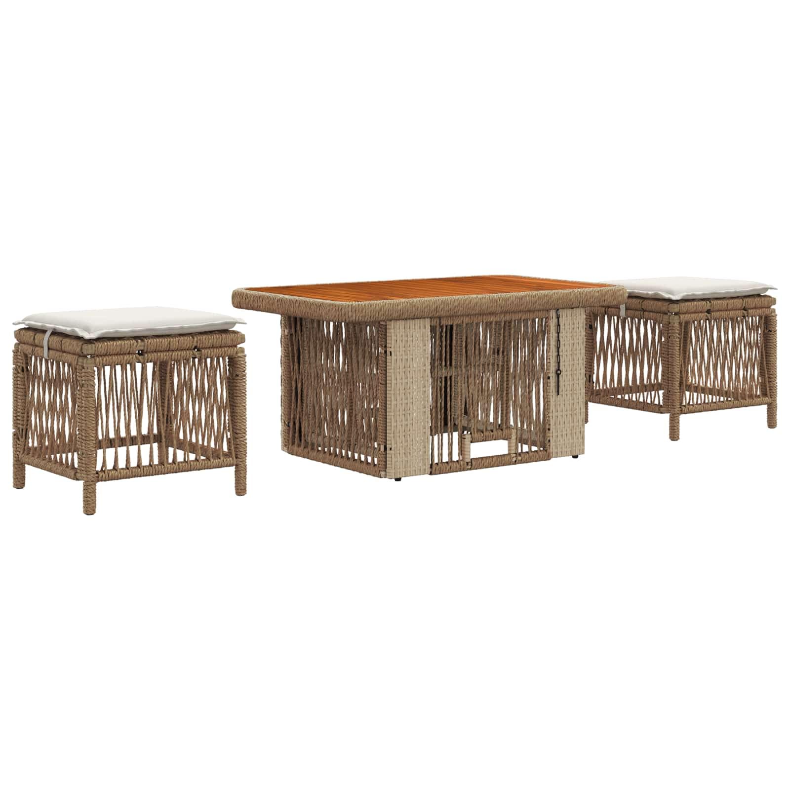 Comedor de exterior de polirratán con mesa regulable en altura y cojines impermeables