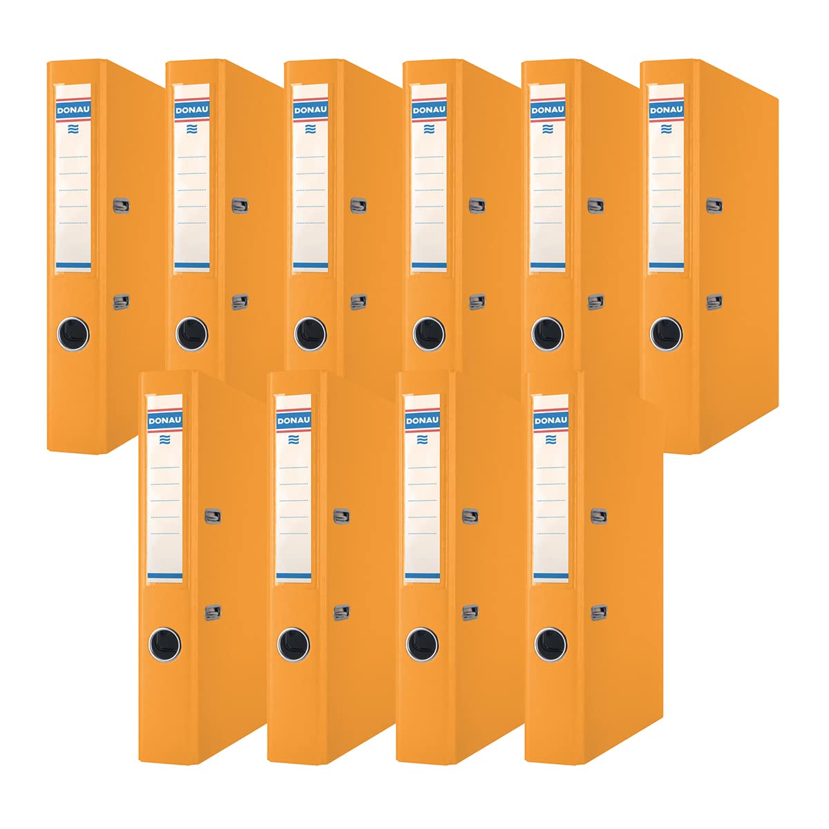 Donau Premium - Raccoglitore ad anelli con leva, formato sottile, 10 pezzi, formato DIN A4, 5 cm, 10 pezzi, arancione, copertina in plastica PP