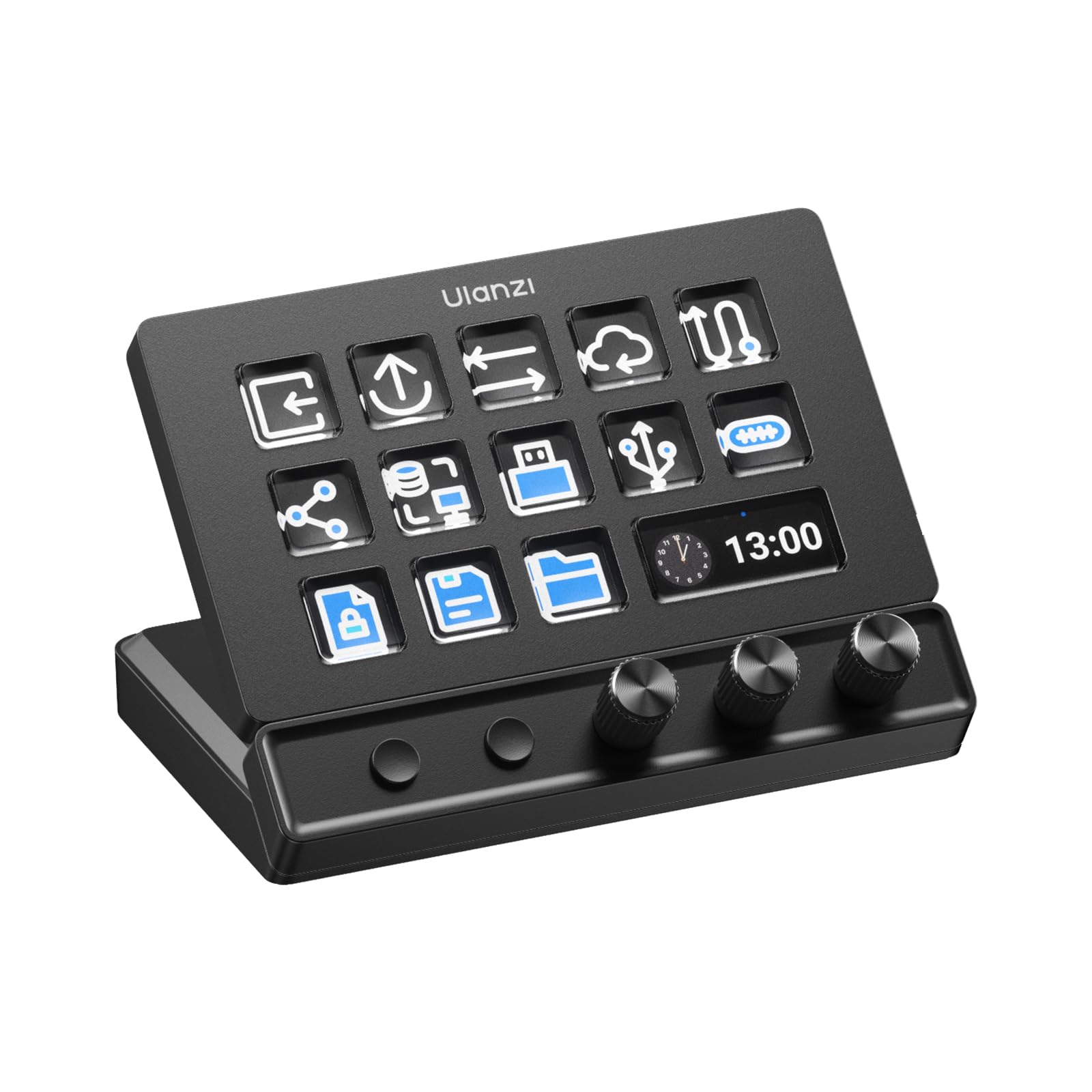 ULANZI D200X Stream Controller Deck mit LCD Bildschirm, 14 Programmierbare Tasten 3 Drehregler, 8-in-1 Dockingstation mit 4K HDMI, Audioanschluss, Visuelle Makro-Tastatur für Streaming Gaming, Mac PC