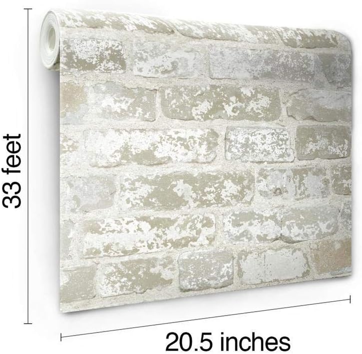 RoomMates York Wallcoverings White Brick Prepasted Removable Wallpaper